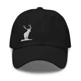 Elk Hat;  Wildlife Hat;  Elk Hunting Hat;  Hat with Elk Silhouette (Color: Black)