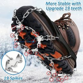 Shoe Ice Claws, Traction Shoe Nails, Ice and Snow Grip Straps with 19 Stainless Steel Nails, Shoe Claws Anti-Slip Boot Nails, Suitable for Walkin (Model: L)