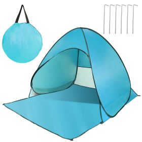 Pop Up Beach Tent Sun Shade Shelter Anti-UV Automatic Waterproof Tent Canopy for 2/3 Man w/ Net Window Storage Bag for Outdoor Beach Camping Fish (Color: Green, size: One size)