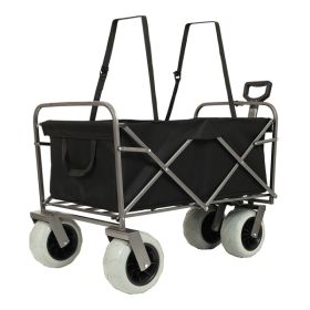 Fishing Cart with Rod Holders ,Beach Wagon with Big Wheels for Sand 500lbs capacity - All Terrain Steel Frame Utility Cart with 9" Pneumatic Tires (Color: as picture)