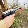 "High-Power Metal Slingshot – Black Ergonomic Handle, Precision Trigger for Hunting, Jungle Expeditions & Outdoor Survival Gear"