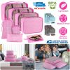 8Pcs Clothes Storage Bags Travel Luggage Organizers Set Water-Resistant Clothing Packing Cubes w/ Shoes Bag for Blouse Hosiery Stocking Underwear