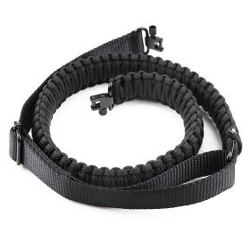 Tactical Paracord Sling Adjustable Paracord Strap Gun Belt Rifle Gun Sling w/ Dual Point 360 Degree Swivel Rotating Latches (Option: Black)