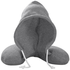 U-Shaped Travel Pillow Neck Pillow with Cap Cervical Pillow Support Relax Relief Neck Pain for Office Home Sleeping (Option: GRY)