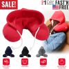 U-Shaped Travel Pillow Neck Pillow with Cap Cervical Pillow Support Relax Relief Neck Pain for Office Home Sleeping