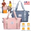 35L/9.2Gal Shoulder Travel Duffle Bag Folding Carry On Overnight Weekender Bag with Luggage Sleeve Waterproof Expandable Gym Tote Bag with Dry Wet Sep