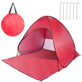Pop Up Beach Tent Sun Shade Shelter Anti-UV Automatic Waterproof Tent Canopy for 2/3 Man w/ Net Window Storage Bag for Outdoor Beach Camping Fishing P (Option: Red)